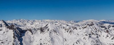 Plateau du Capcir sous la neige vu depuis l'hélicoptère